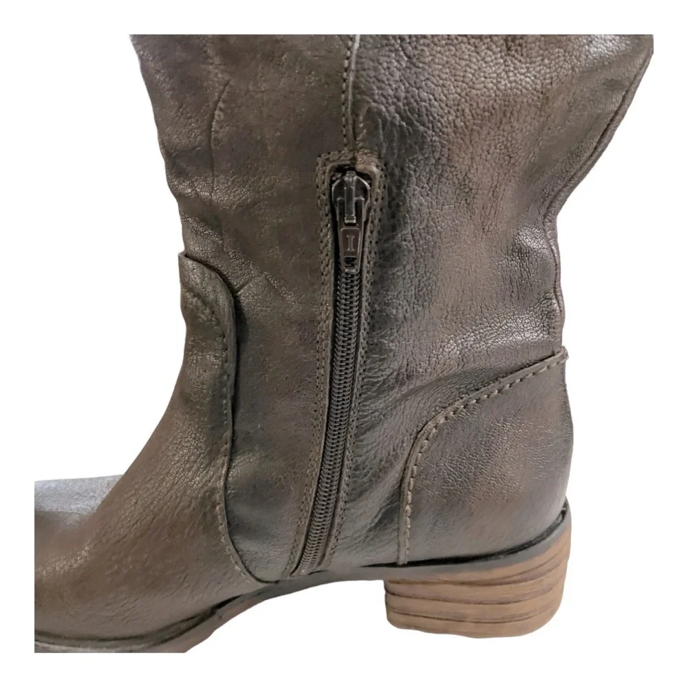 Pakros Distressed Leather Sherpa Trim Mukluk Boots Brown Sz EU 39 (US 9M)